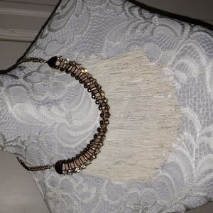 Fringe and rhinestone costume necklace